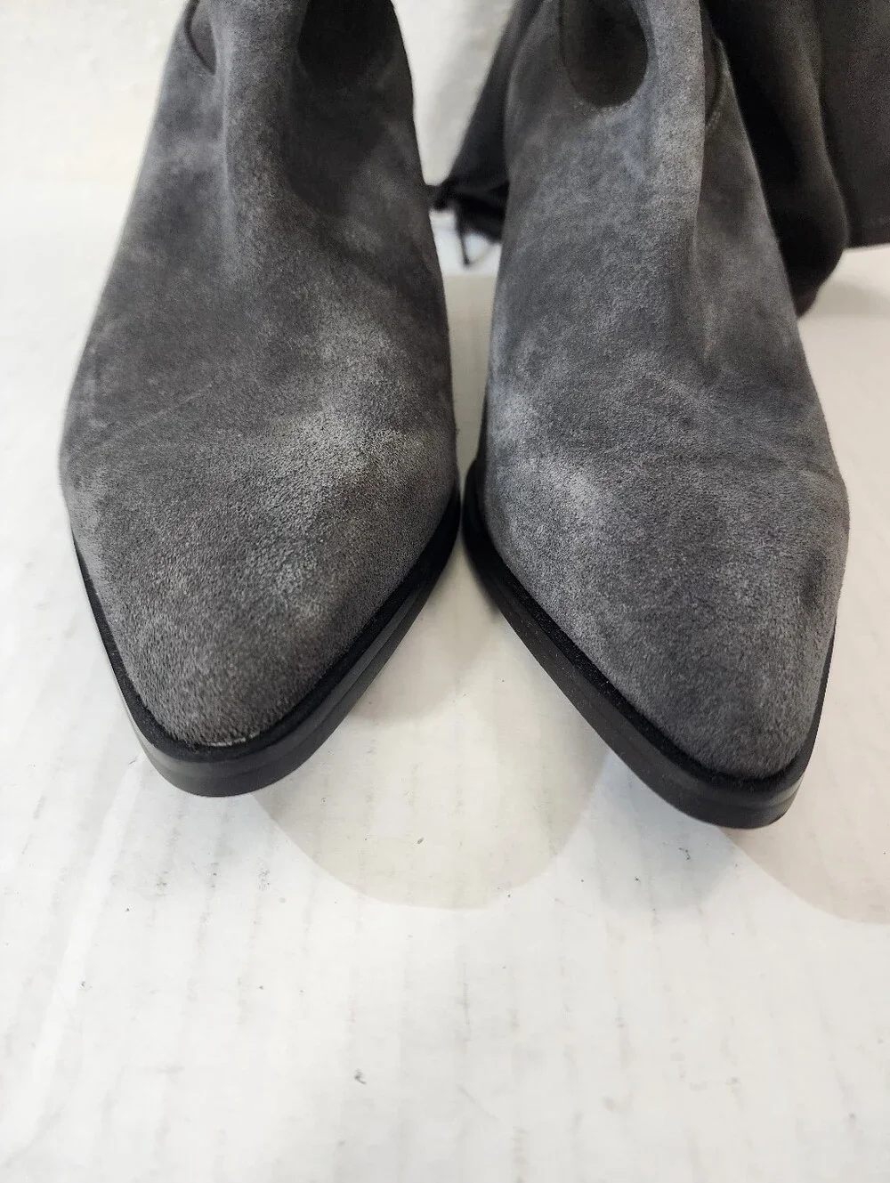 Blondo Esther Waterproof OTK Suede Stretch Boots Charcoal Pointed Toe 10M